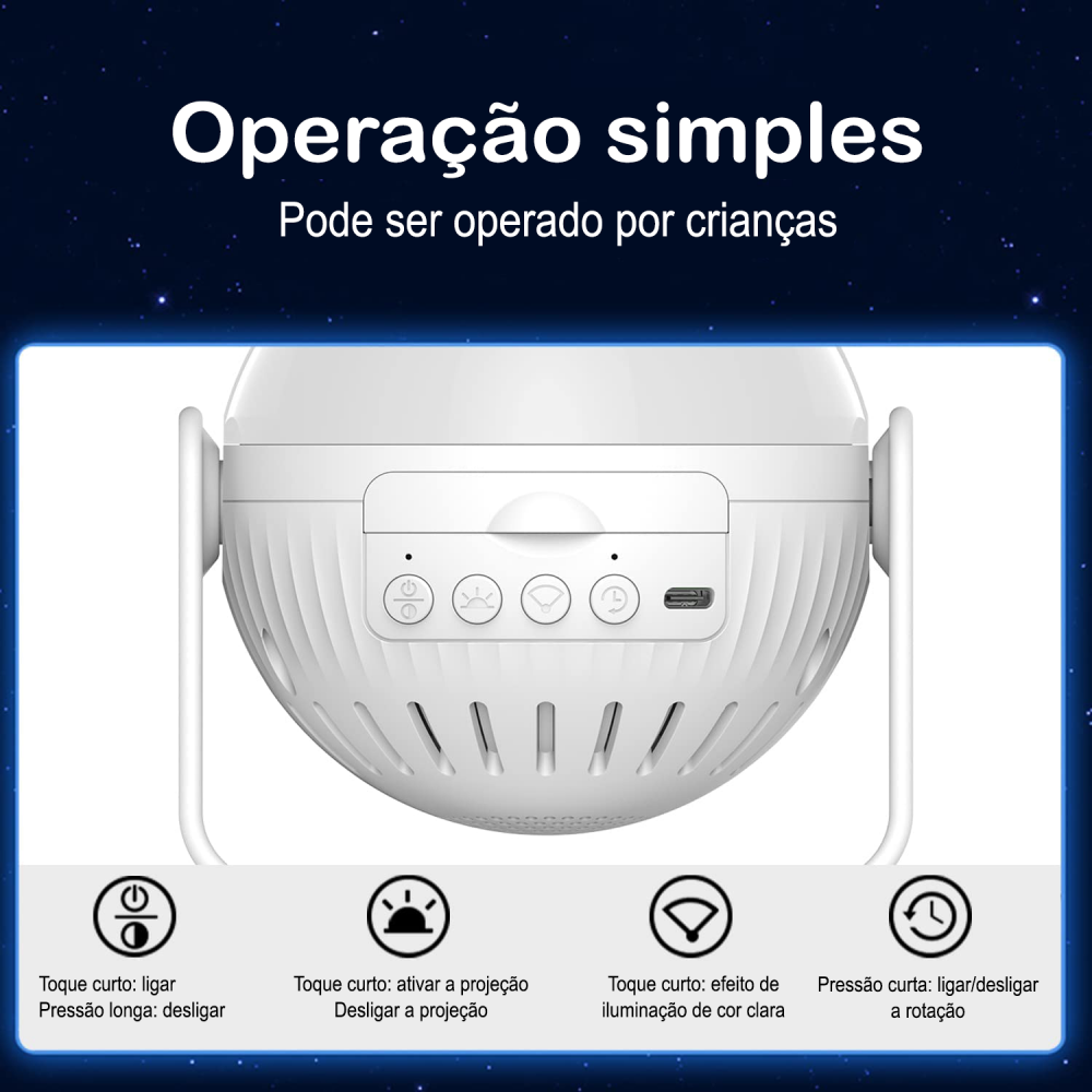 Projetor Galáxia Prime com 7 estilos Diferentes