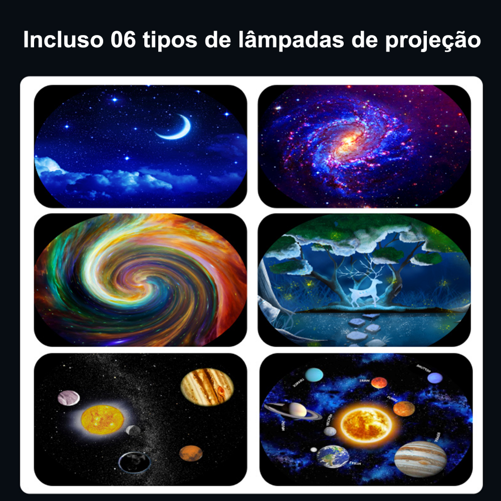 Projetor Galáxia Prime com 7 estilos Diferentes